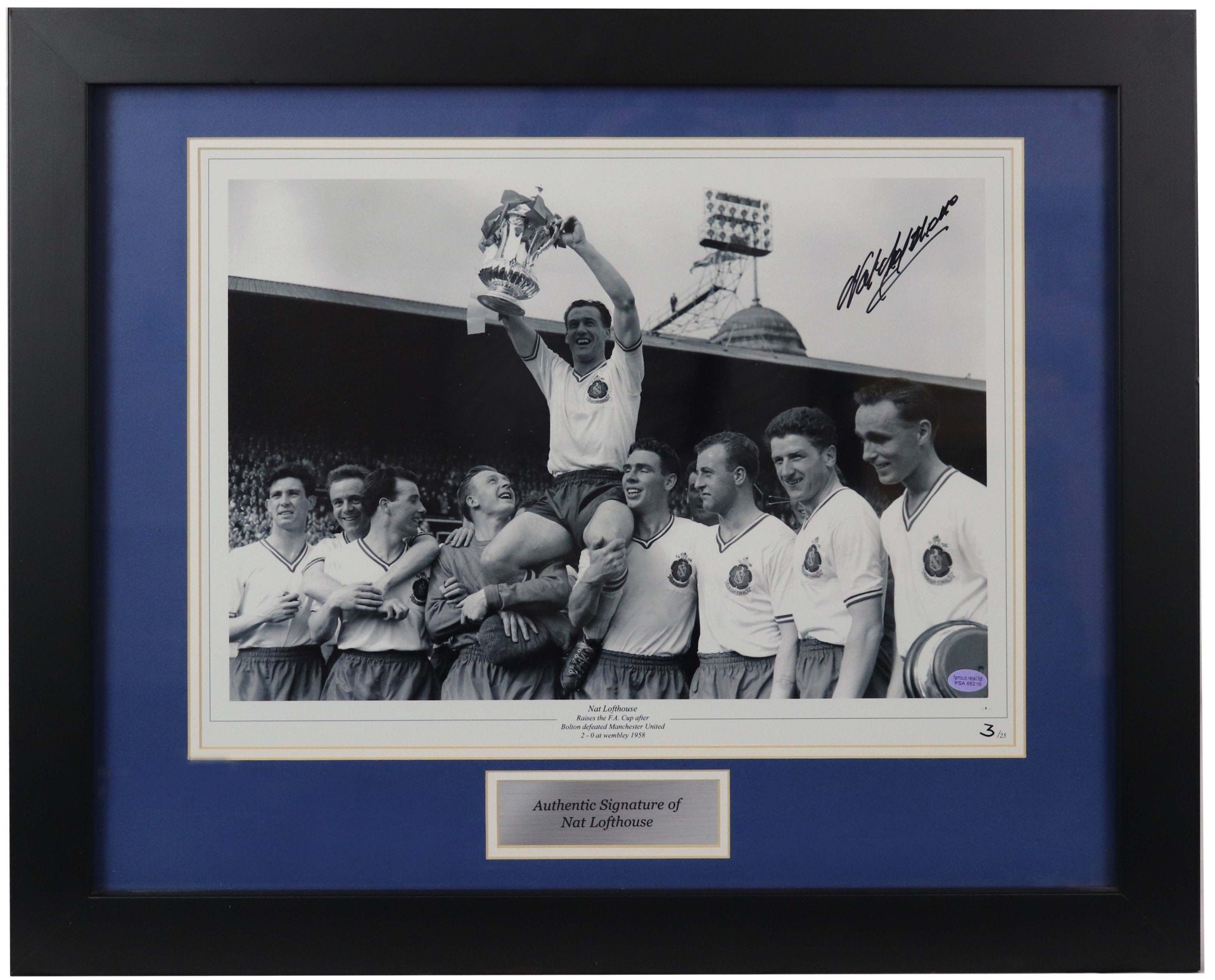 Nat Lofthouse 1958 Bolton signed photograph - Memorabilia Framers Shop